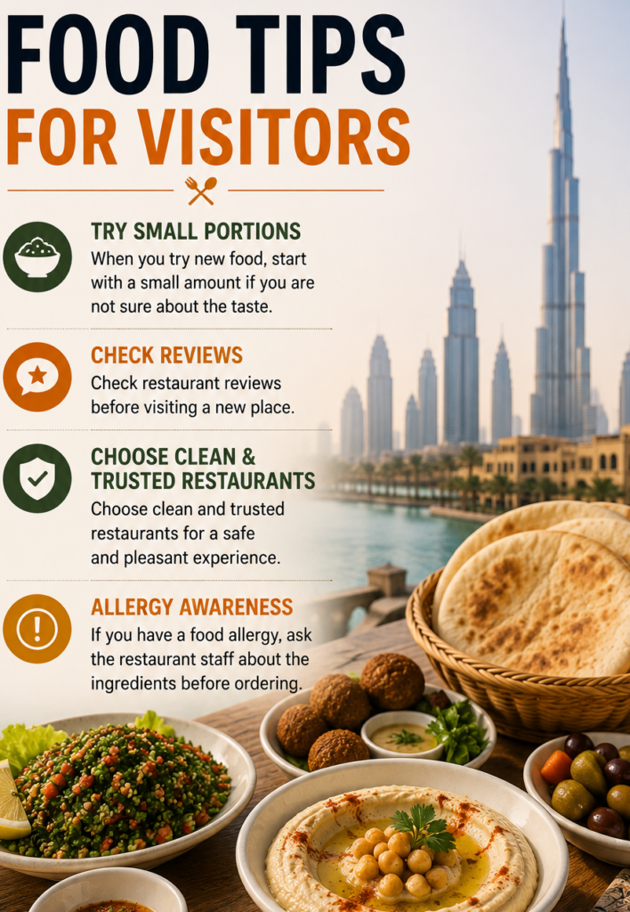 Food tips for visitors in Dubai with Arabic food and restaurant advice
