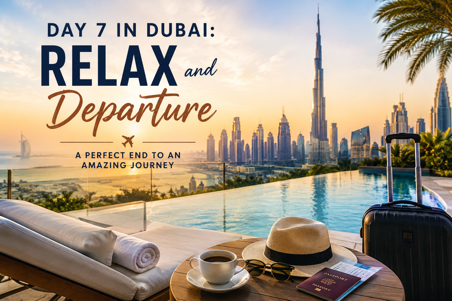 Relaxing in Dubai before departure with Burj Khalifa view