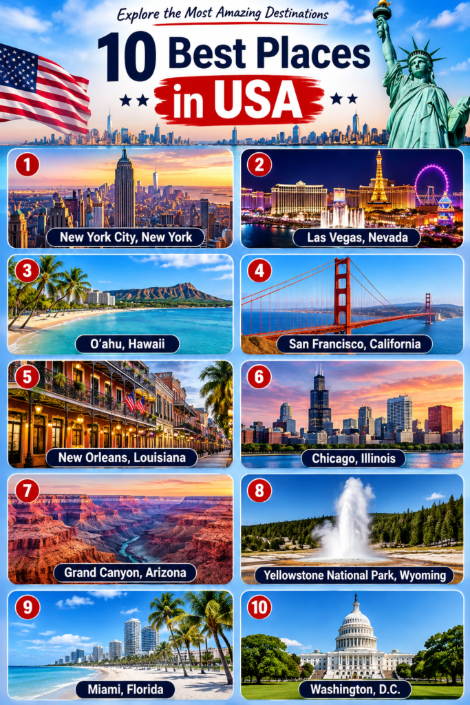 10 Best Places to Visit in the USA travel destinations
