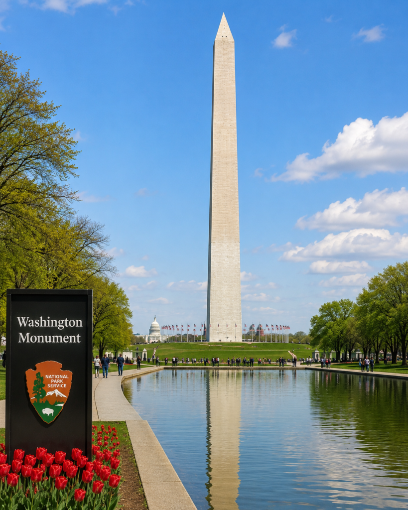 Washington Monument in Washington DC with Reflecting Pool