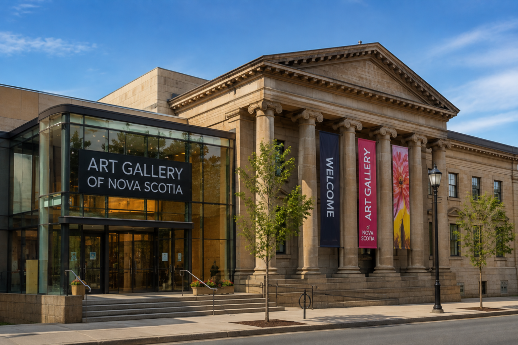 Art Gallery of Nova Scotia building with historic architecture and modern glass entrance in Halifax