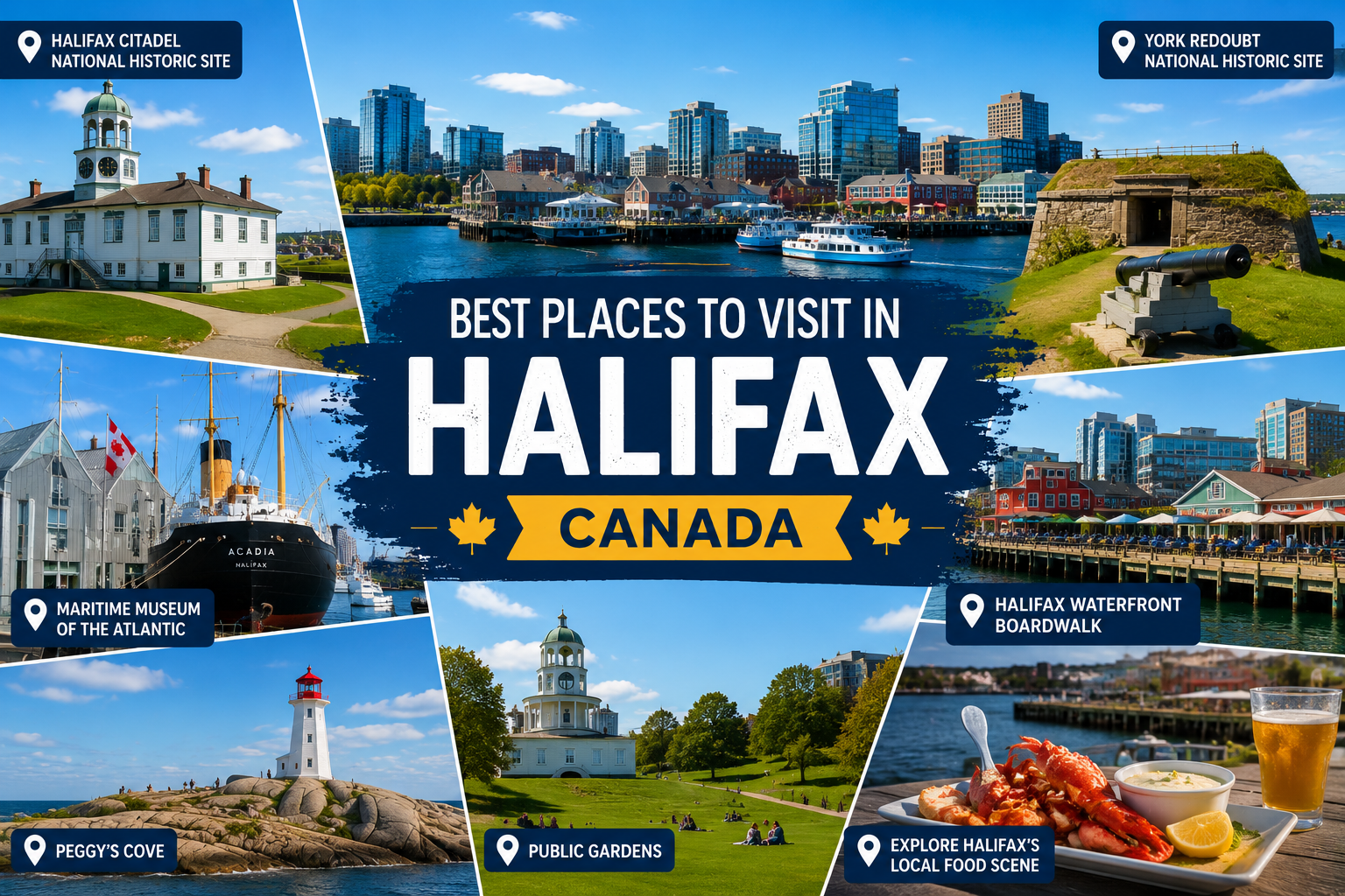 Best places to visit in Halifax, Canada featuring historic sites, waterfront, museums, parks, and Peggy's Cove