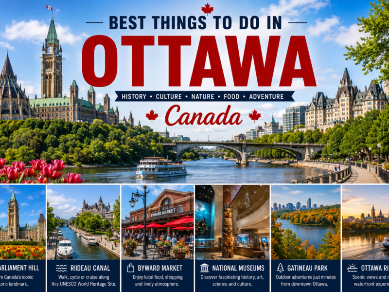 Best things to do in Ottawa Canada featuring Parliament Hill, Rideau Canal, ByWard Market, national museums, Gatineau Park, and Ottawa River