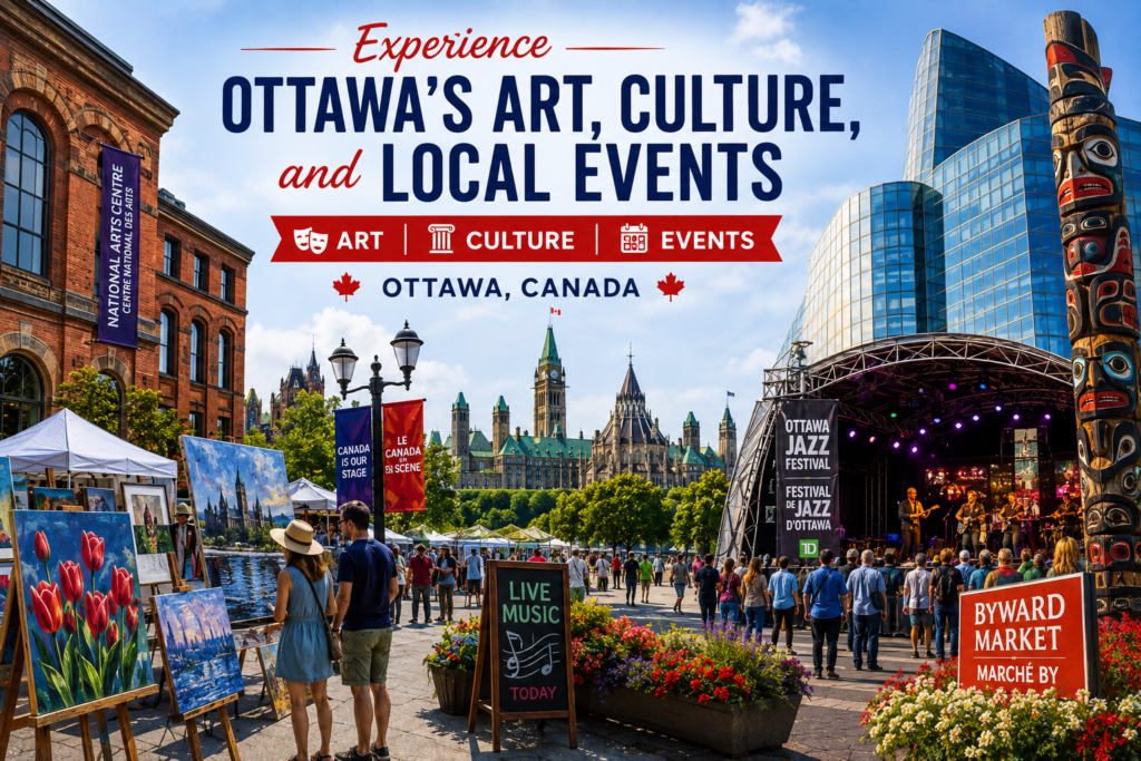 Ottawa art culture and local events featuring live music, art displays, festivals, ByWard Market, and Parliament Hill