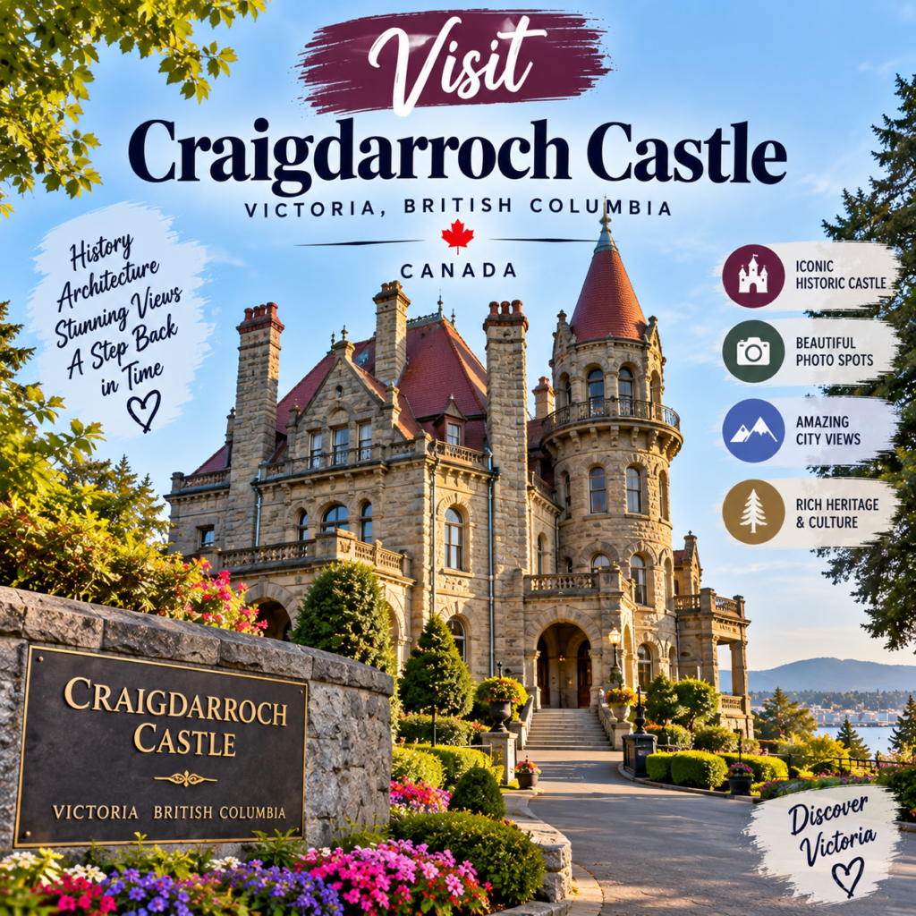 Visit Craigdarroch Castle in Victoria British Columbia with its historic architecture, gardens and scenic views
