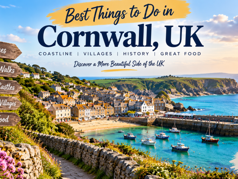 Best things to do in Cornwall UK with beautiful coastal views, beaches, villages and historic landmarks