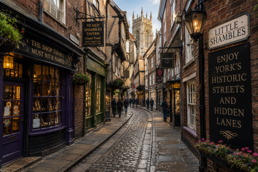 York’s historic streets and hidden lanes in York, UK