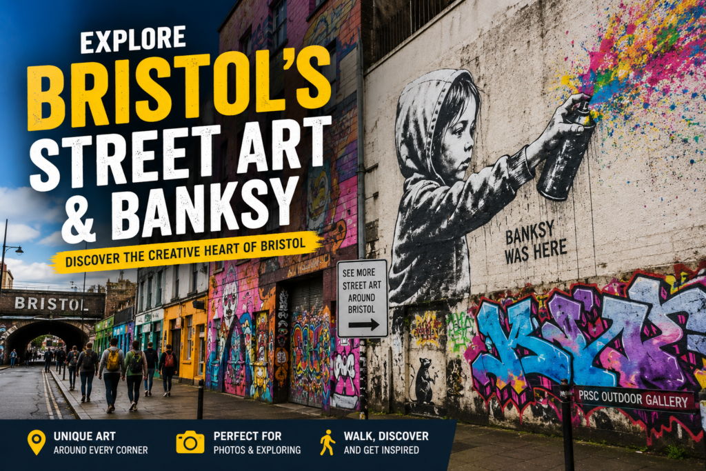 Bristol street art and Banksy-inspired artwork in Bristol, UK
