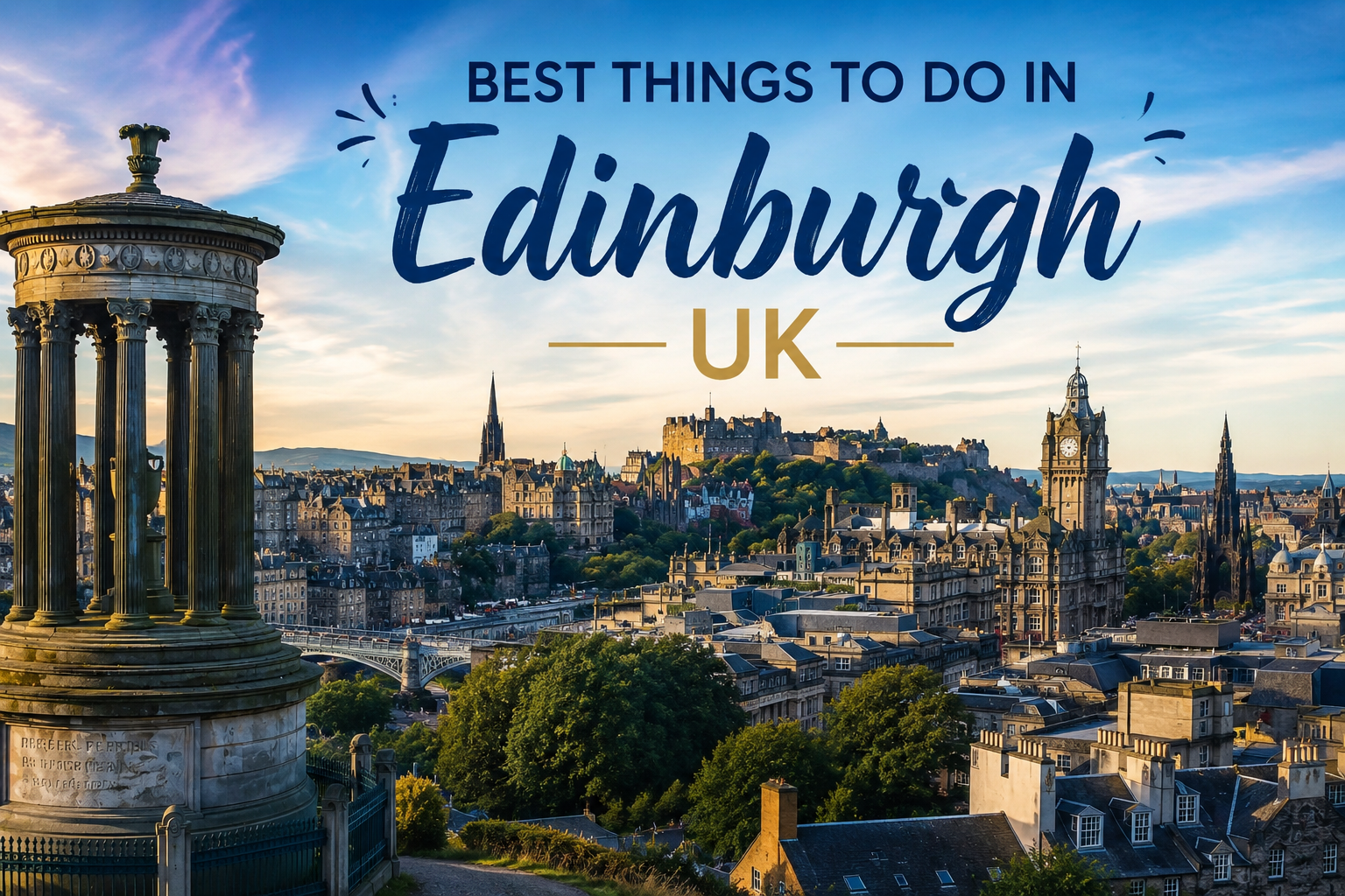 Best things to do in Edinburgh UK featuring Edinburgh Castle, historic buildings, city skyline, and beautiful views